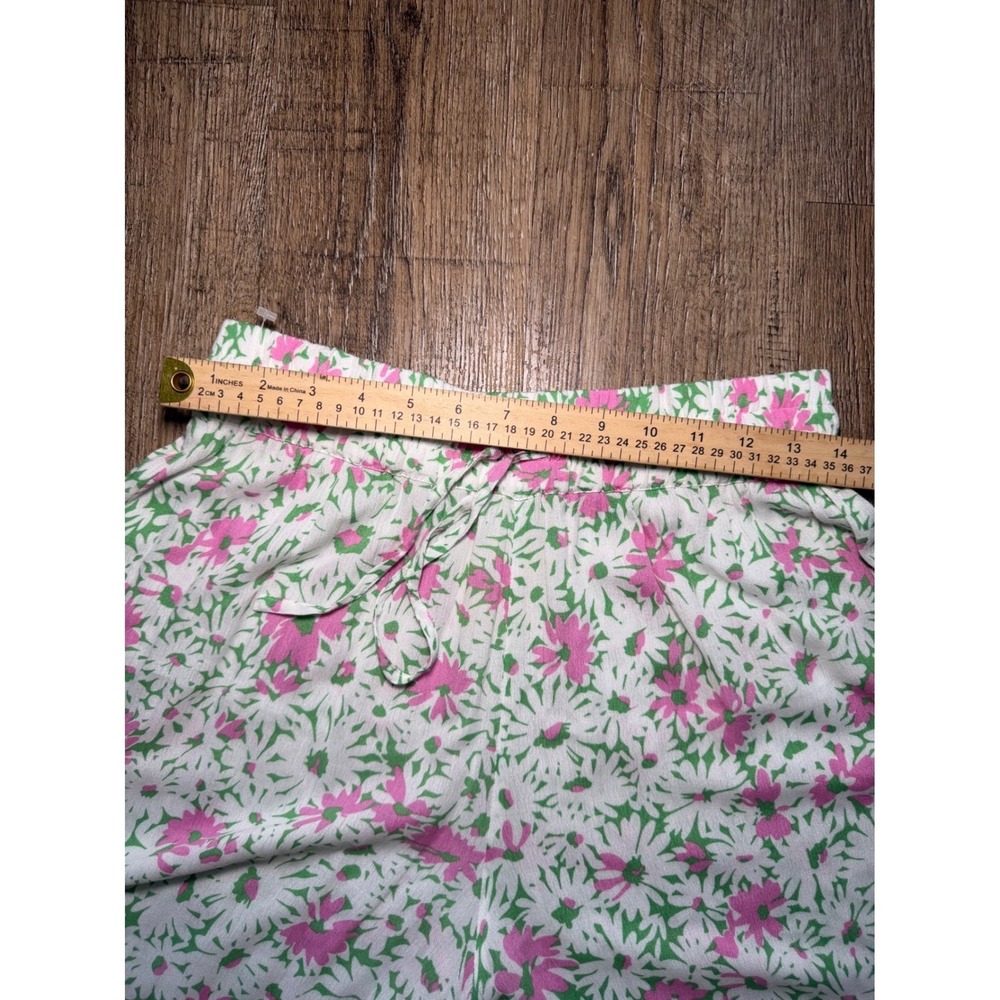 Chaser Floral Wide Leg Pants Medium Pink‎ Green Daisy Print Rayon CHA7130-GRS - Picture 8 of 8